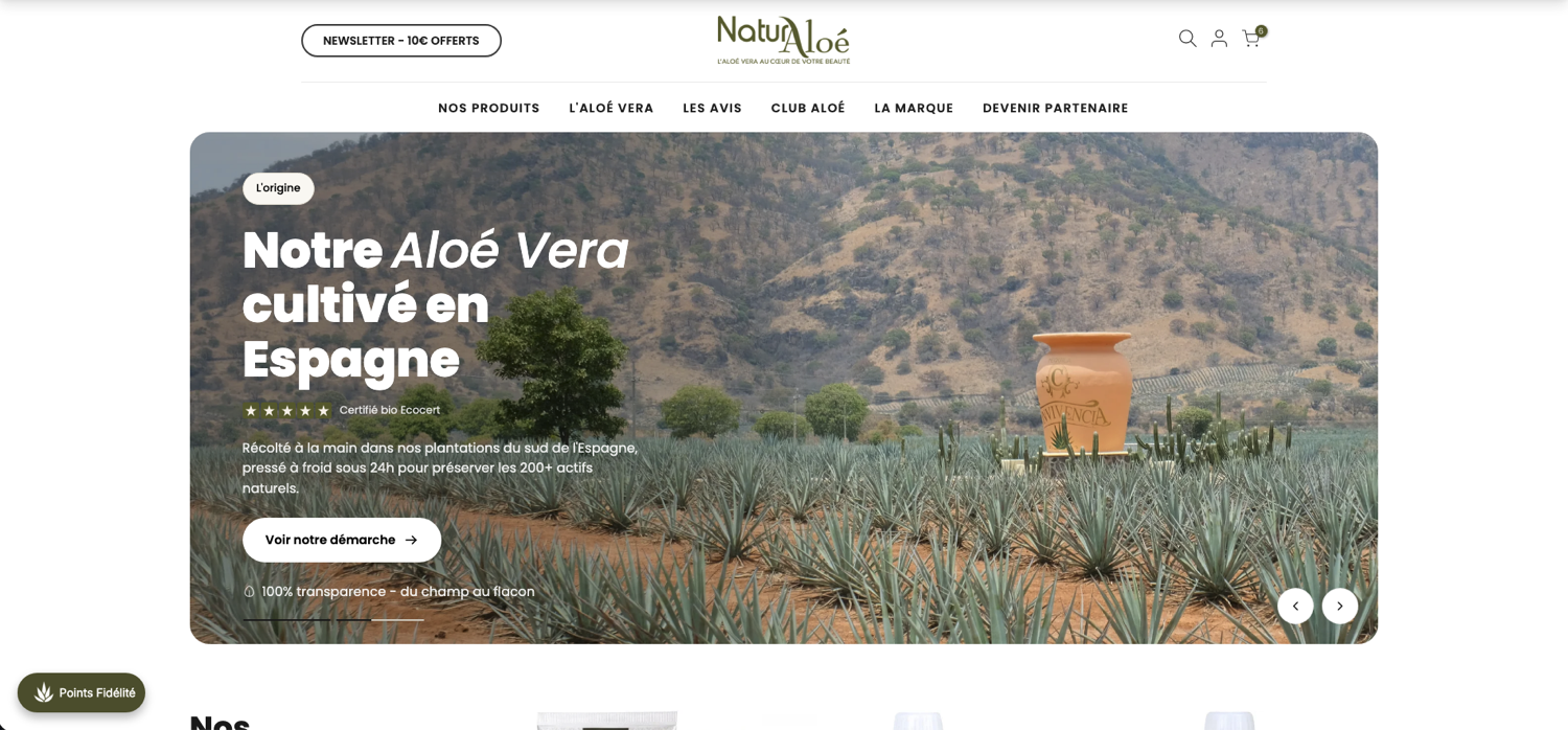 NaturAloé, nouvelle page d'accueil